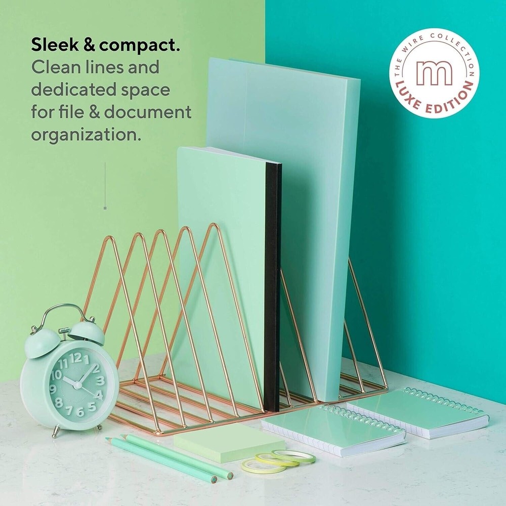 Magazine Rack, Organizer, File Holder, Gold Color, 9 Compartments, Wire Steel - Picture 5 of 7